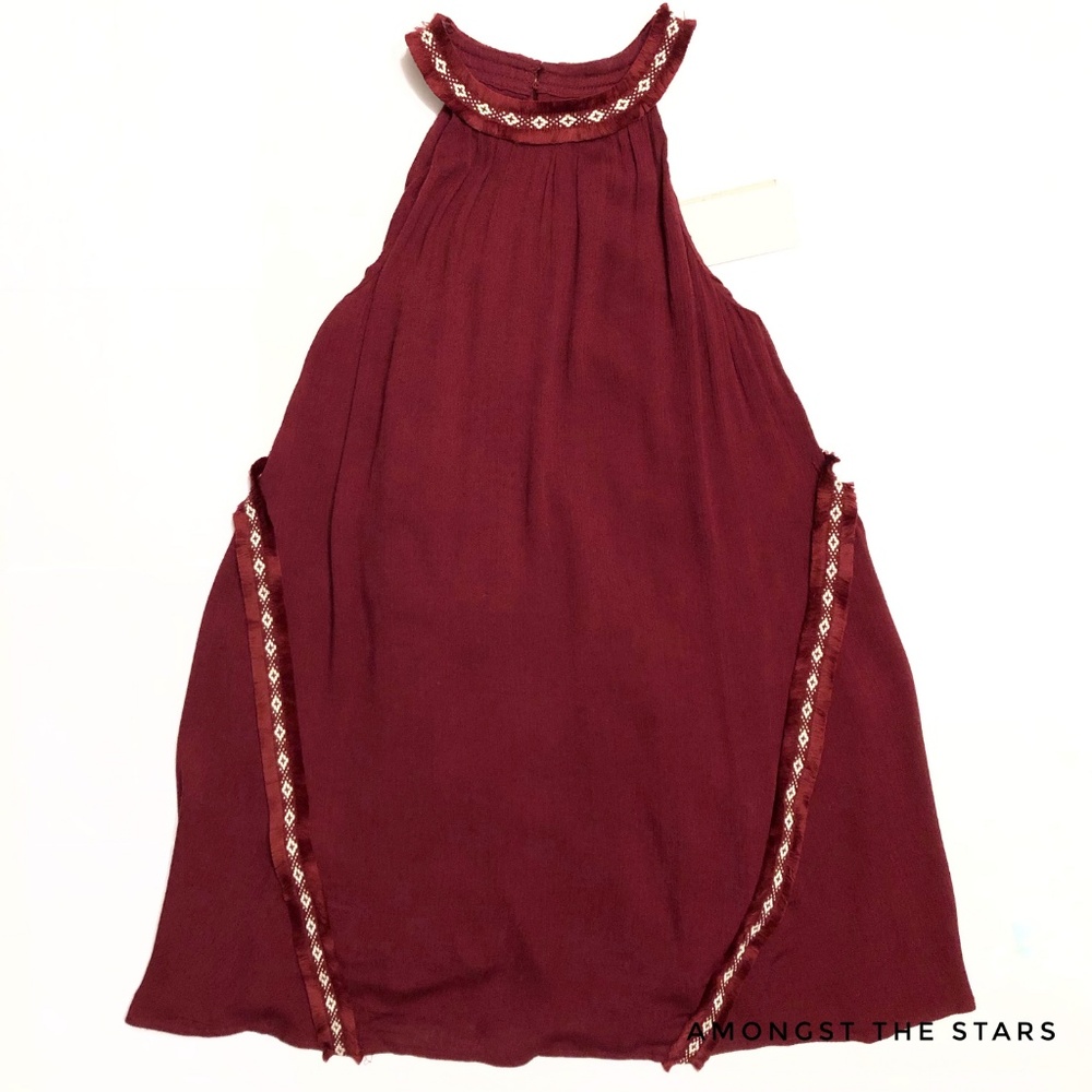 Anthropologie Moon River Burgundy Halter Dress - Picture 3 of 8